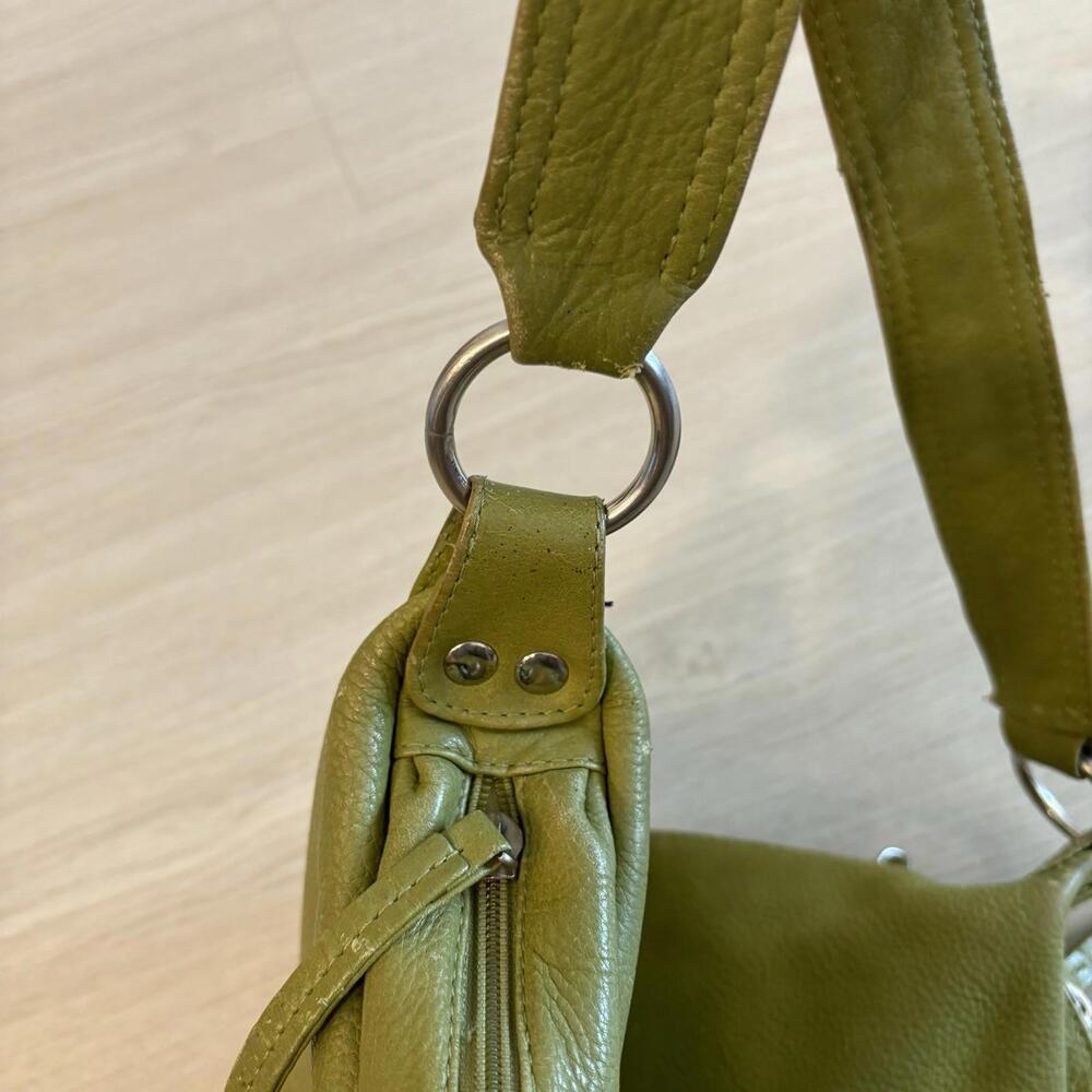Hobo International Slouchy Shoulder Bag Lg Leather Gabor Dark Lime Green - Picture 7 of 9